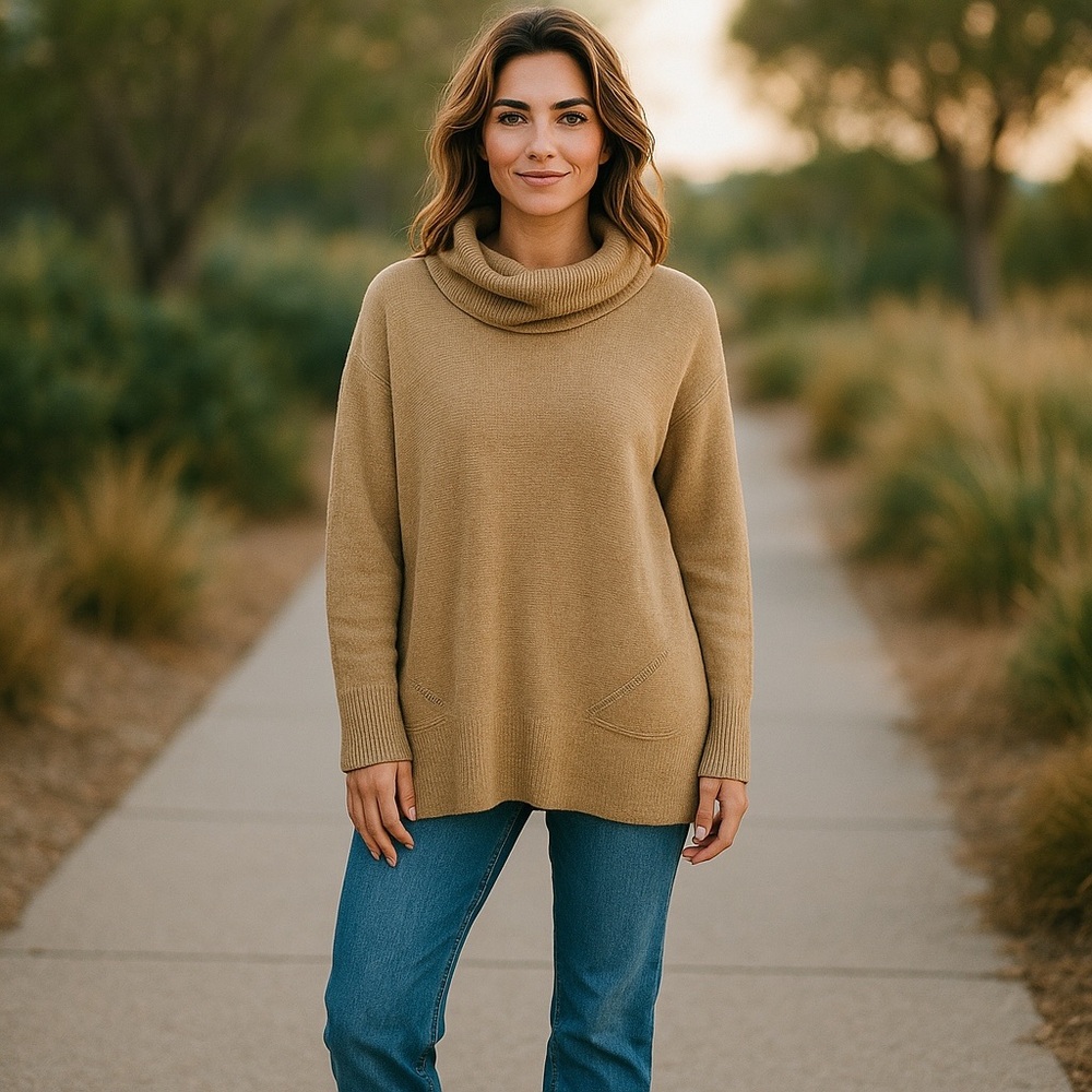 Soft Surroundings Cowl Neck Wool and Cashmere Blend Sweater size S/M